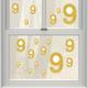 Gold Glitter Number 9 Cling Decals 36ct